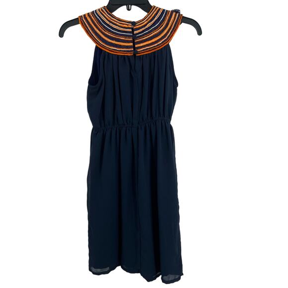 Judith March Blue Chiffon Dress Multicolor Neckline Size Small - Picture 3 of 7